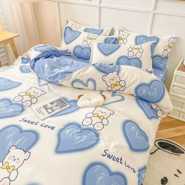 Cute Bear Bedding Set Kids Single Double Size Flat Sheet - kjrcare